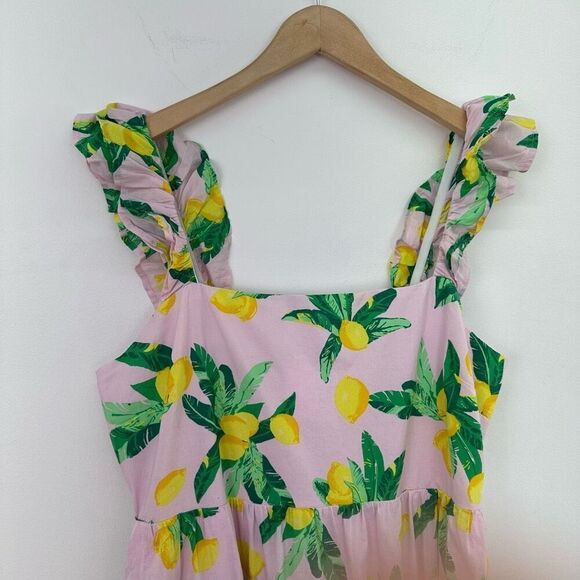 J. Crew Factory Women’s Plus Size Pink Lemon Novelty Printed Sleeveless Midi Dre - Picture 7 of 15